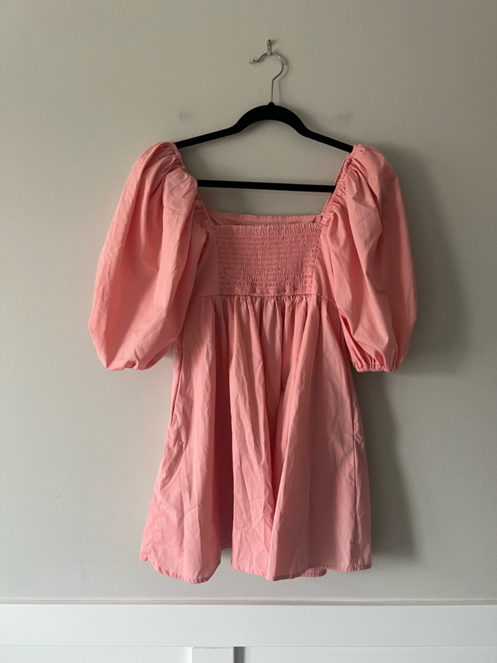 Abercrombie Pink Puff Sleeve Mini Dress Cottagecore Smocked Babydoll Size S - Picture 6 of 8